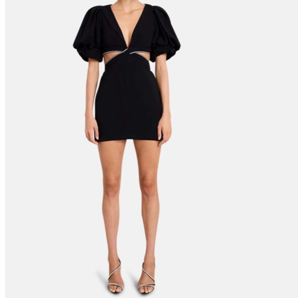 A.L.C. Black Cutout Puff Sleeve Mini Dress